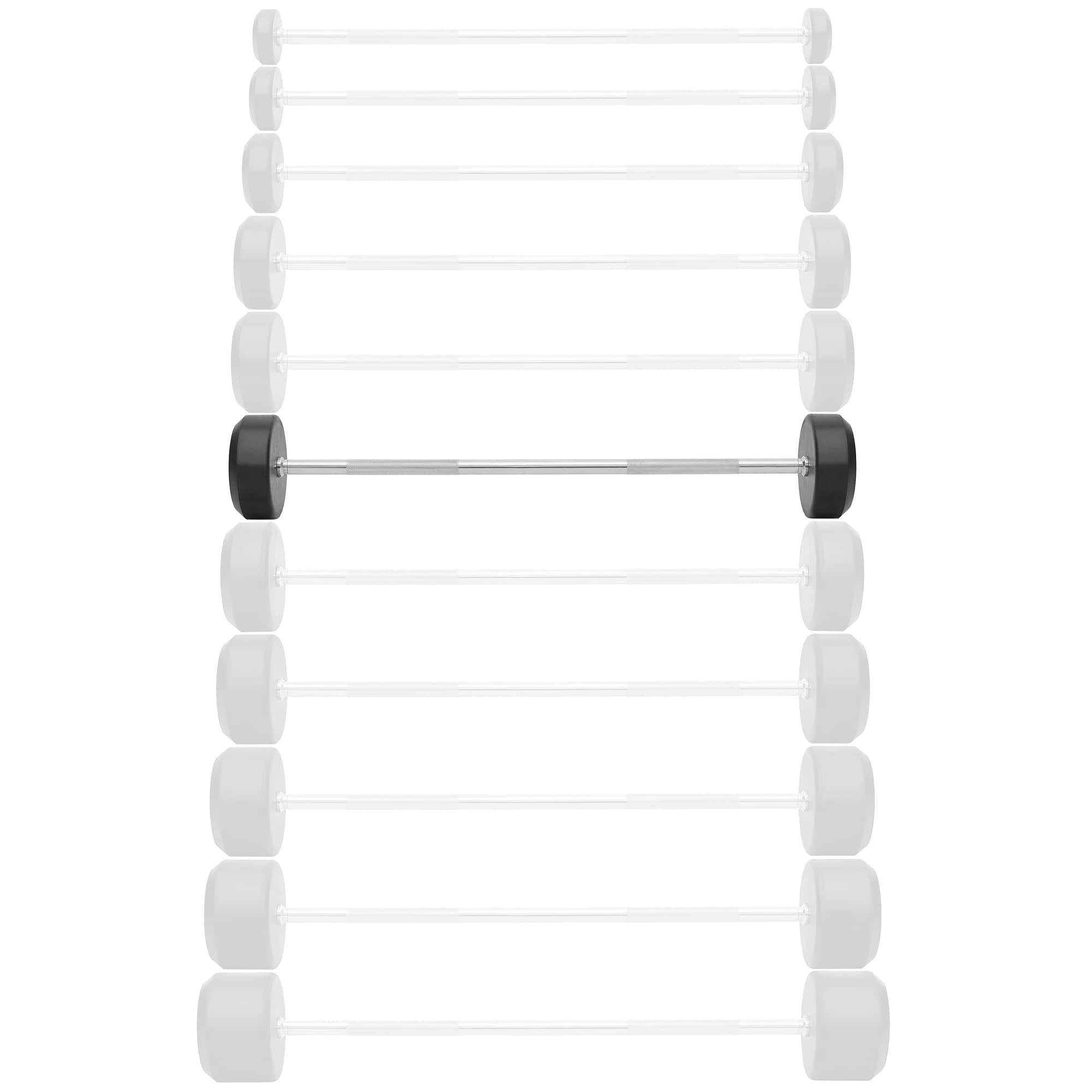 Best Fixed Barbell for Strength Training - Pre-Loaded Rubber Weighted Gym Bar for Weightlifting & Home Workouts | Perfect for CrossFit, Powerlifting & Home Gym