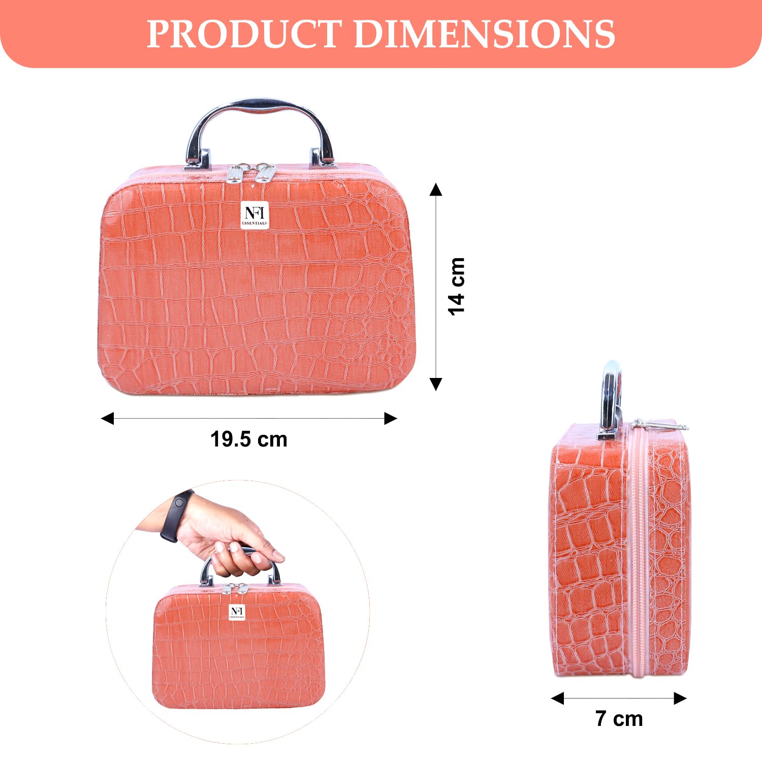 NFI Essentials Makeup Organizer with Mirror - Pink for Travel & Vanity