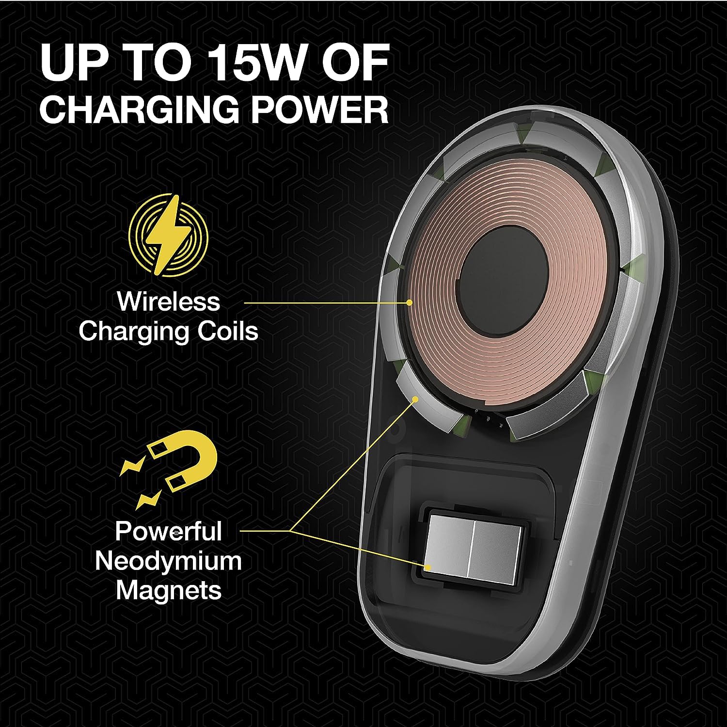 Scosche MPQ5AMPSPC Pro Charge5 15W MagSafe Car Mount Wireless Charger - Magnetic Phone Holder with AMPS Plate for iPhone 14/13/12, Samsung Galaxy - Compatible with Scosche/ProClip Vehicle Mounts (Base Sold Separately) | Fast Charging for Road Trips & Commuting