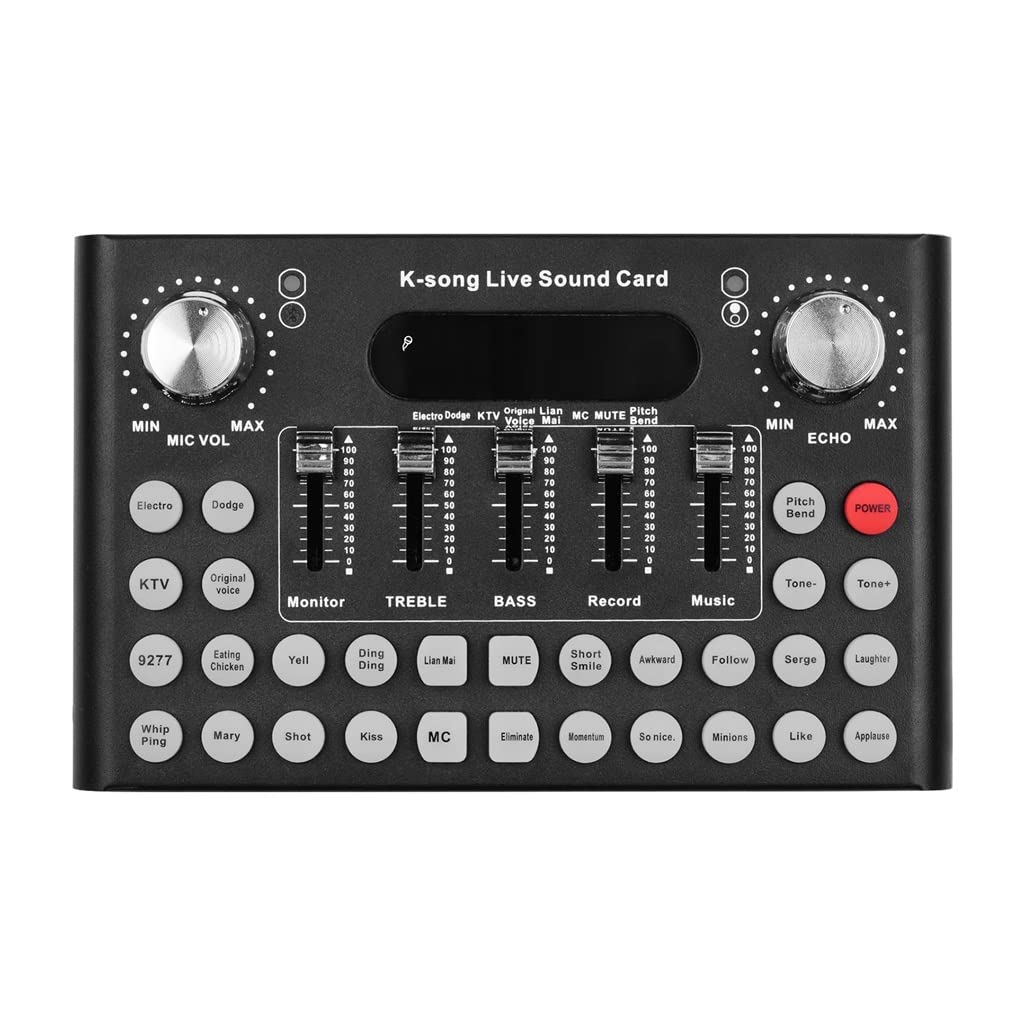 Professional USB Audio Mixer with Voice Changer - Smartphone & Computer Live Sound Card with 100+ Sound Effects, Rechargeable Battery for Podcasting, Gaming & Live Streaming