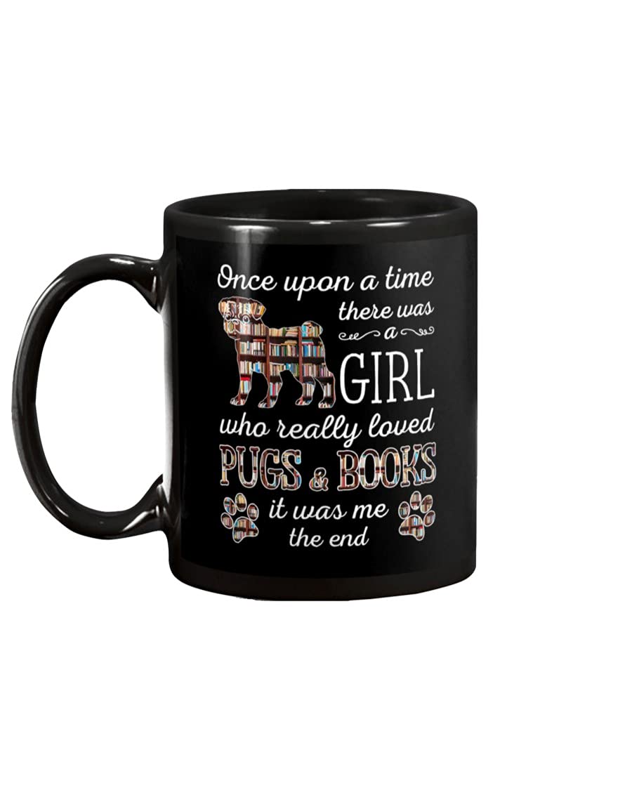 Ceramic Coffee Mug 11Oz & 15Oz - Cute Pug & Book Lover Novelty Gift for Coffee, Tea, Hot Cocoa - Perfect for Bookworms, Dog Lovers, Office & Home Use - White & Black Options