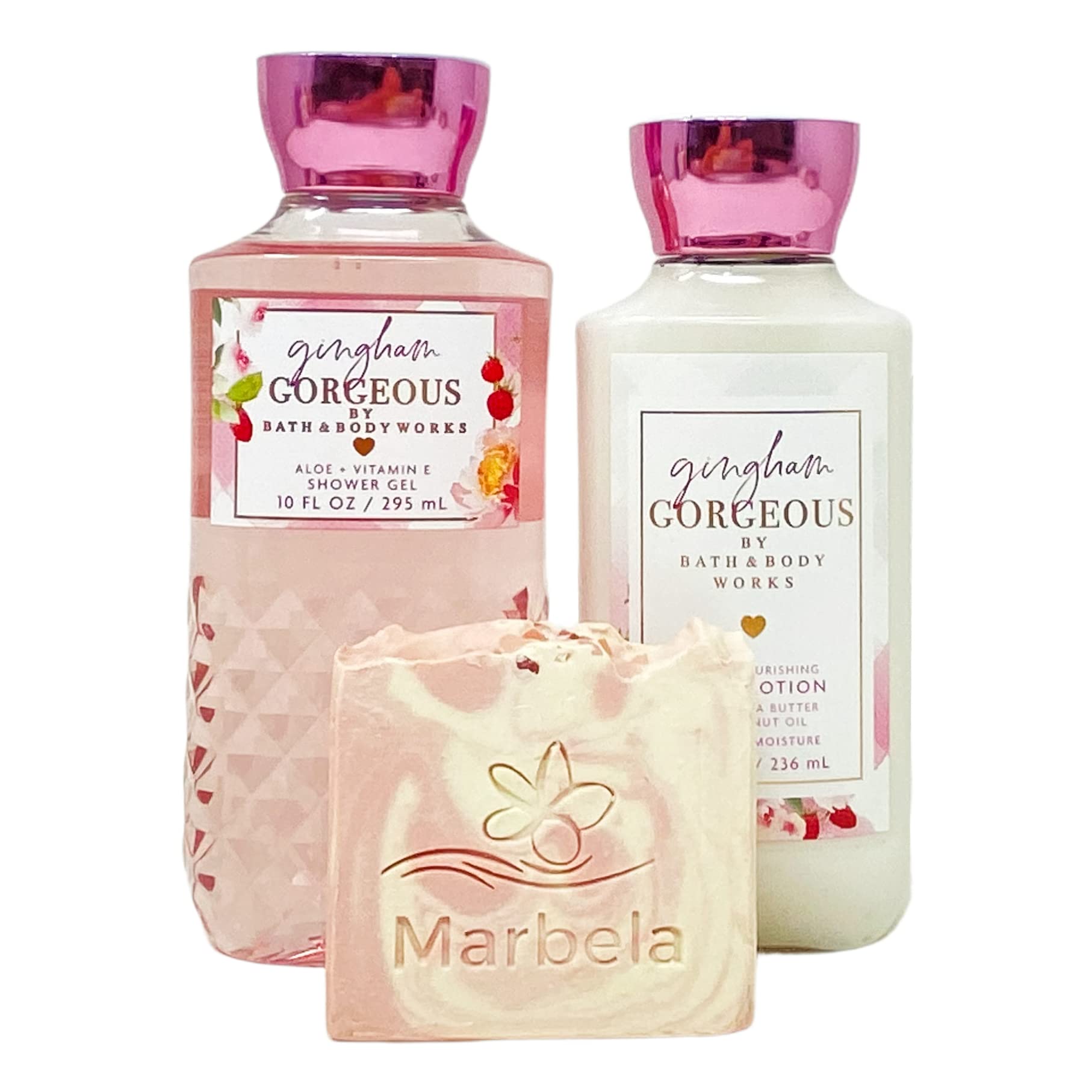 Bath & Body Works Gingham Gorgeous 2-Piece Gift Set - Moisturizing Body Lotion & Refreshing Shower Gel with Exfoliating Himalayan Salt Bar Soap - Perfect for Self-Care, Spa Days & Romantic Gifts