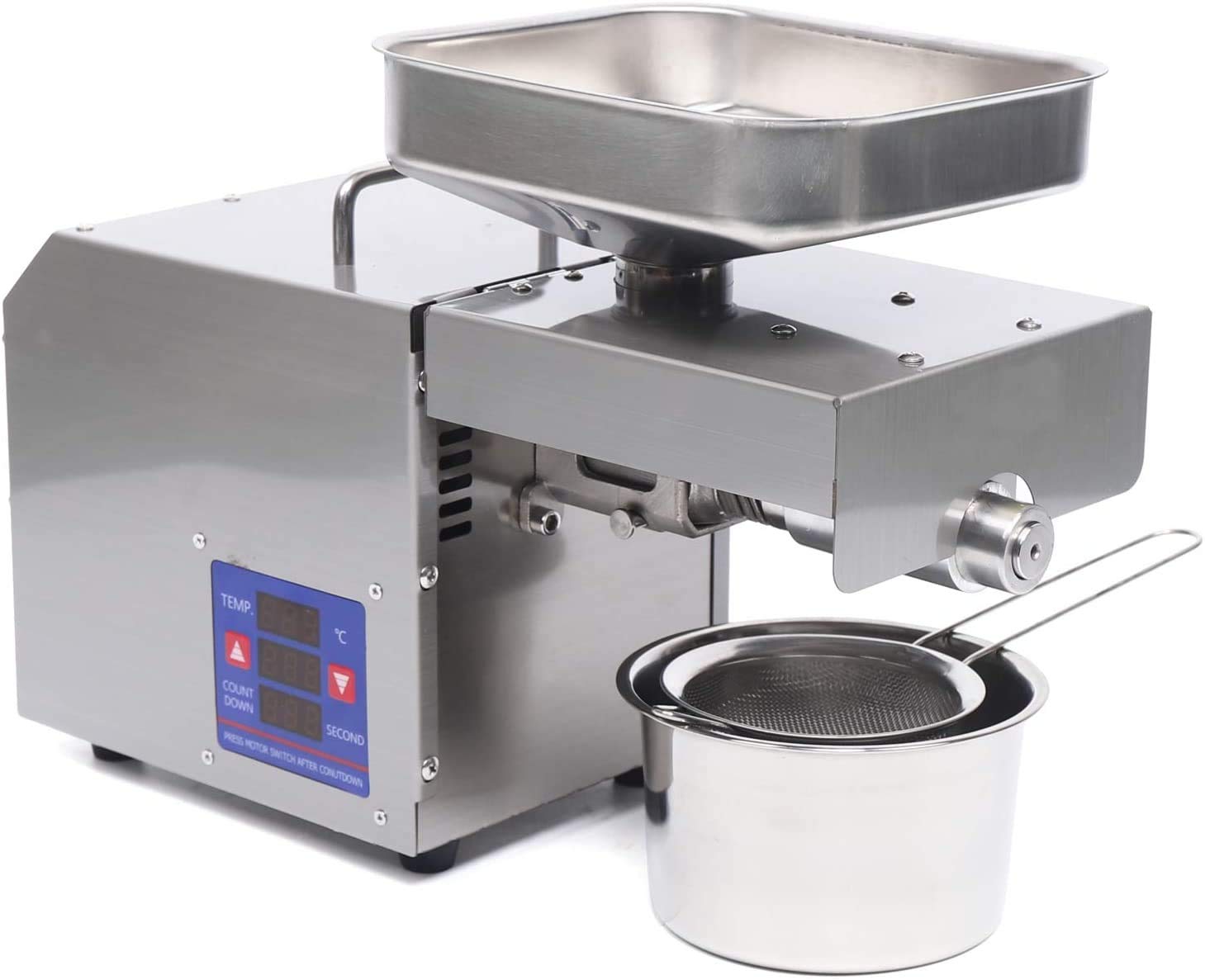 Stainless Steel Automatic Oil Press Machine - 600W Electric Oil Extractor for Home Use, Cold Press Oil Maker for Almonds, Walnuts, Peanuts (110V) - Perfect for Healthy Cooking, DIY Beauty & Homemade Nut Butters