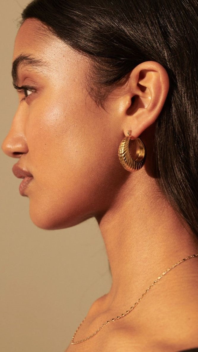 Lauren Coil Gold Plated Earrings for Women - 14K Gold Plated Hoop Earrings, Hypoallergenic & Tarnish Resistant - Perfect for Parties, Weddings & Everyday Wear