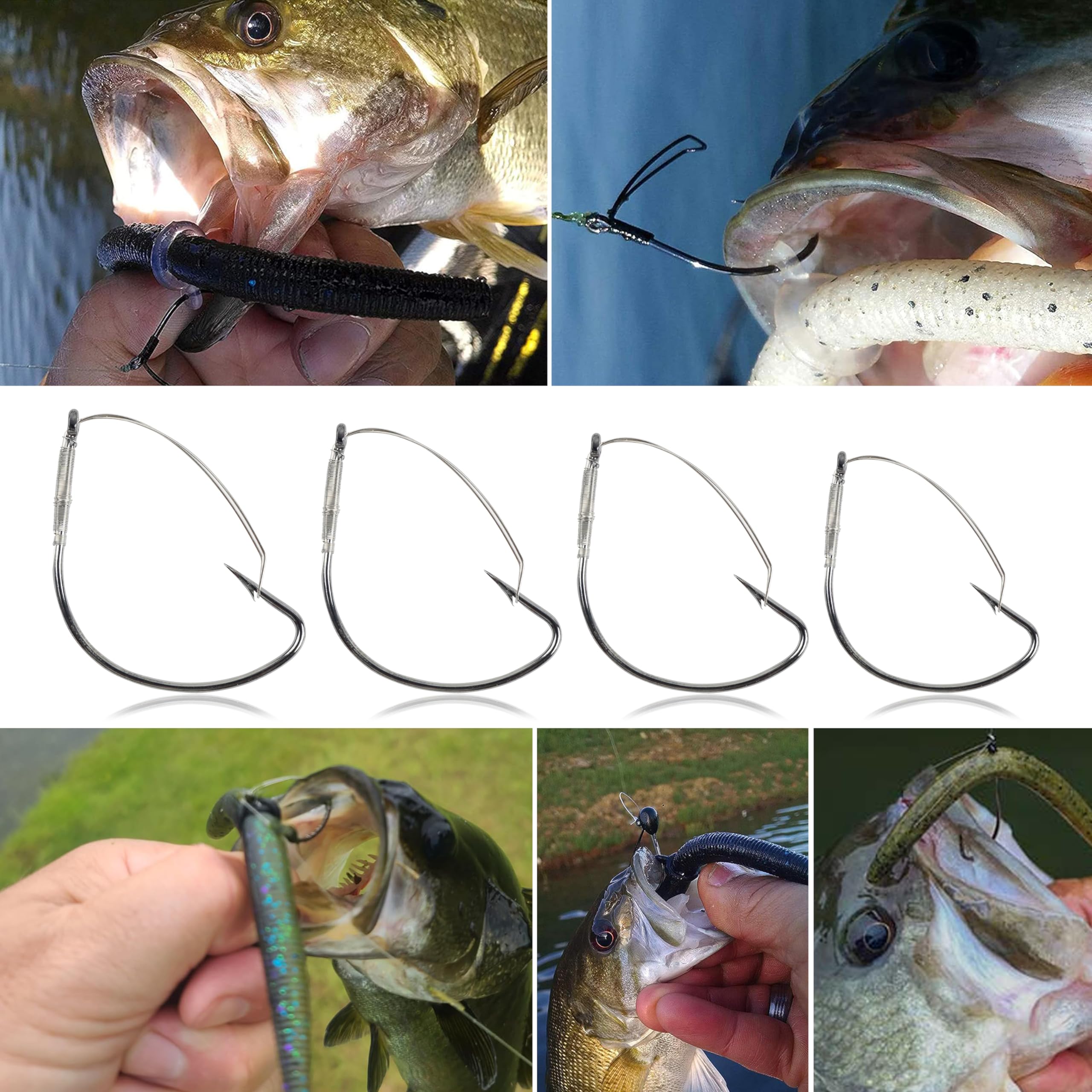 Wacky Rig Hooks - Wide Gap Weedless Bass Fishing Hooks - Stainless Steel Worm Hooks for Wacky Rig & Neko Rig - Perfect for Freshwater Bass Fishing in Lakes and Rivers