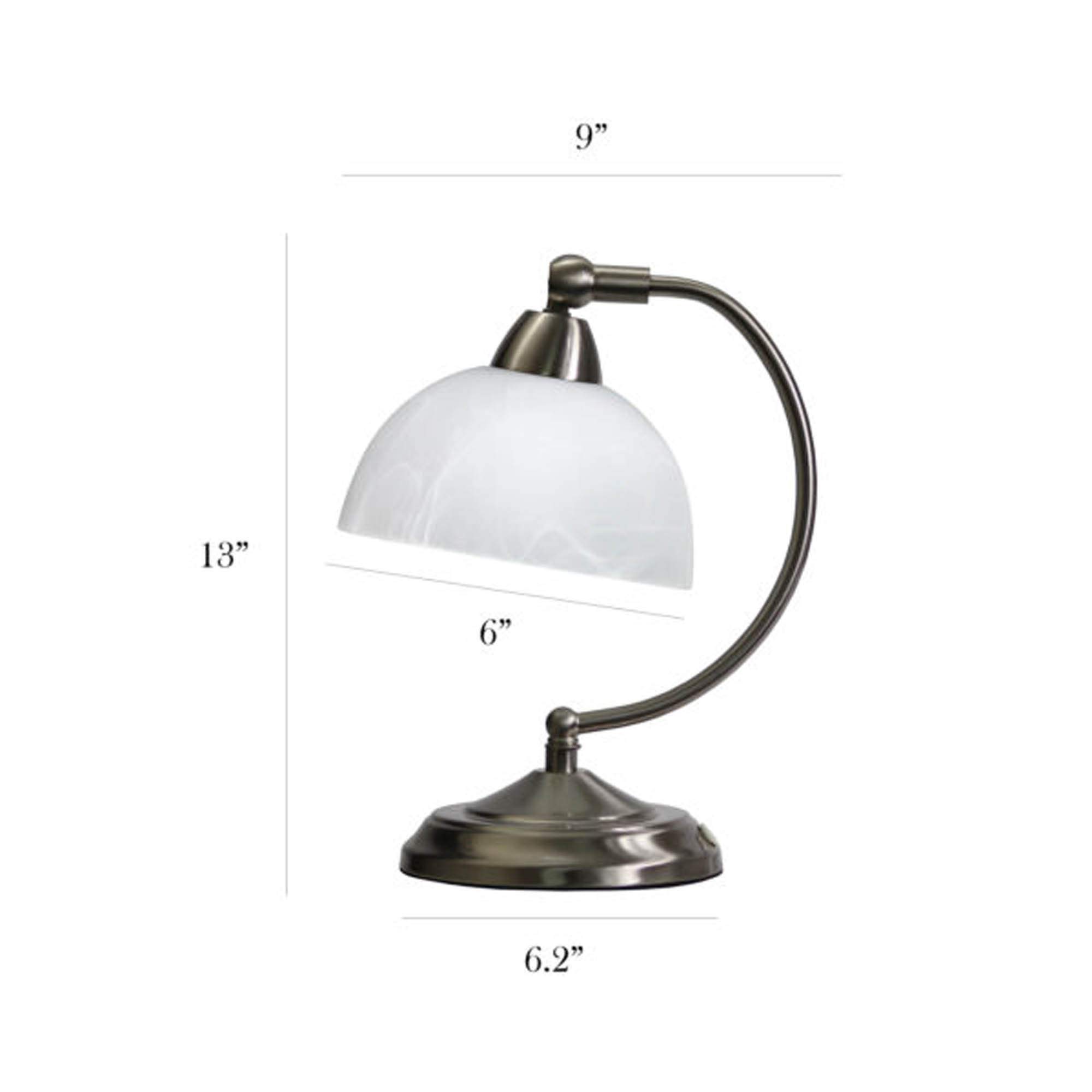 Elegant Designs LT2029-BSN Modern Mini Bankers Table Desk Lamp with Touch Dimmer Control - Brushed Nickel Finish for Home Office, Study, or Bedroom Lighting