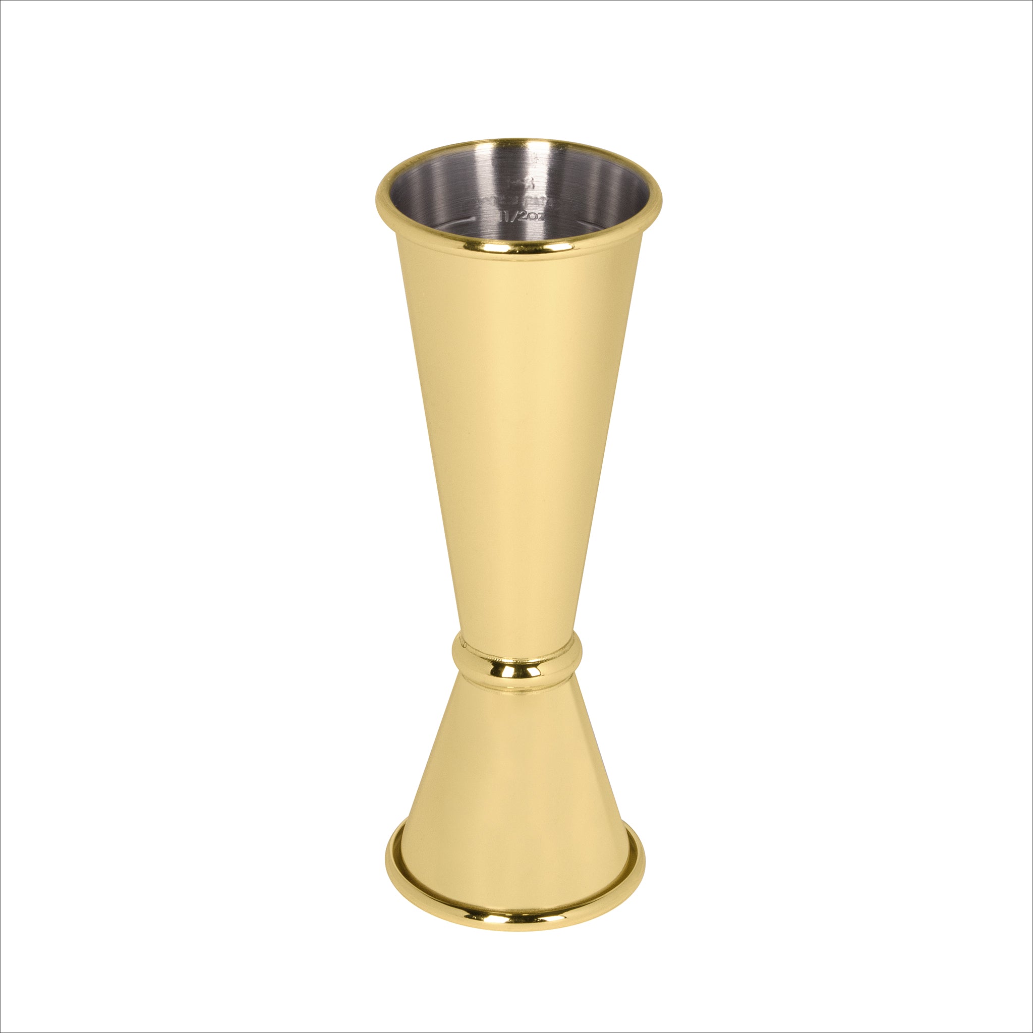 Premium Japanese Style Gold Plated Jigger - 1oz & 2oz Dual Measuring Cup for Cocktails, Bartending, and Home Bar Use