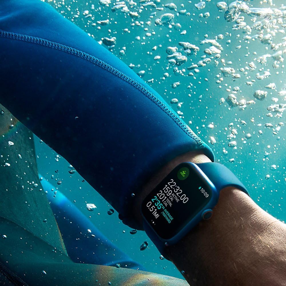 Apple Watch Series 7 GPS + Cellular 45mm - Blue Aluminum Case with Abyss Blue Sport Band (Renewed) | Smartwatch for Fitness Tracking, Heart Rate Monitoring & iPhone Connectivity | Perfect for Workouts, Running & Daily Wear