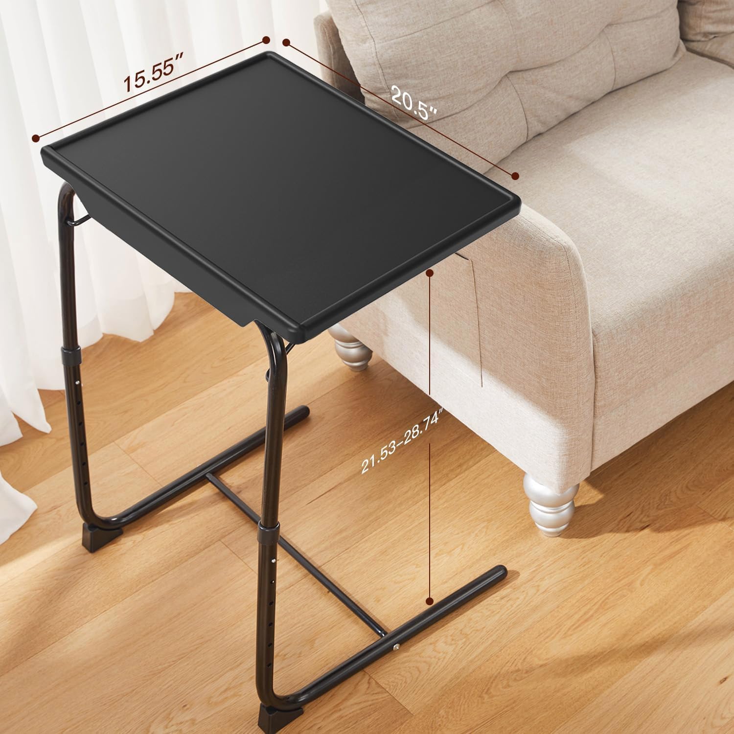 Adjustable TV Tray Table Stand - 6 Height & 3 Tilt Angle Adjustments, Portable Folding Laptop Desk for Bed, Sofa, Floor Use - Perfect for Eating, Working, Reading in Bed or Watching TV (2-Pack) by HUANUO