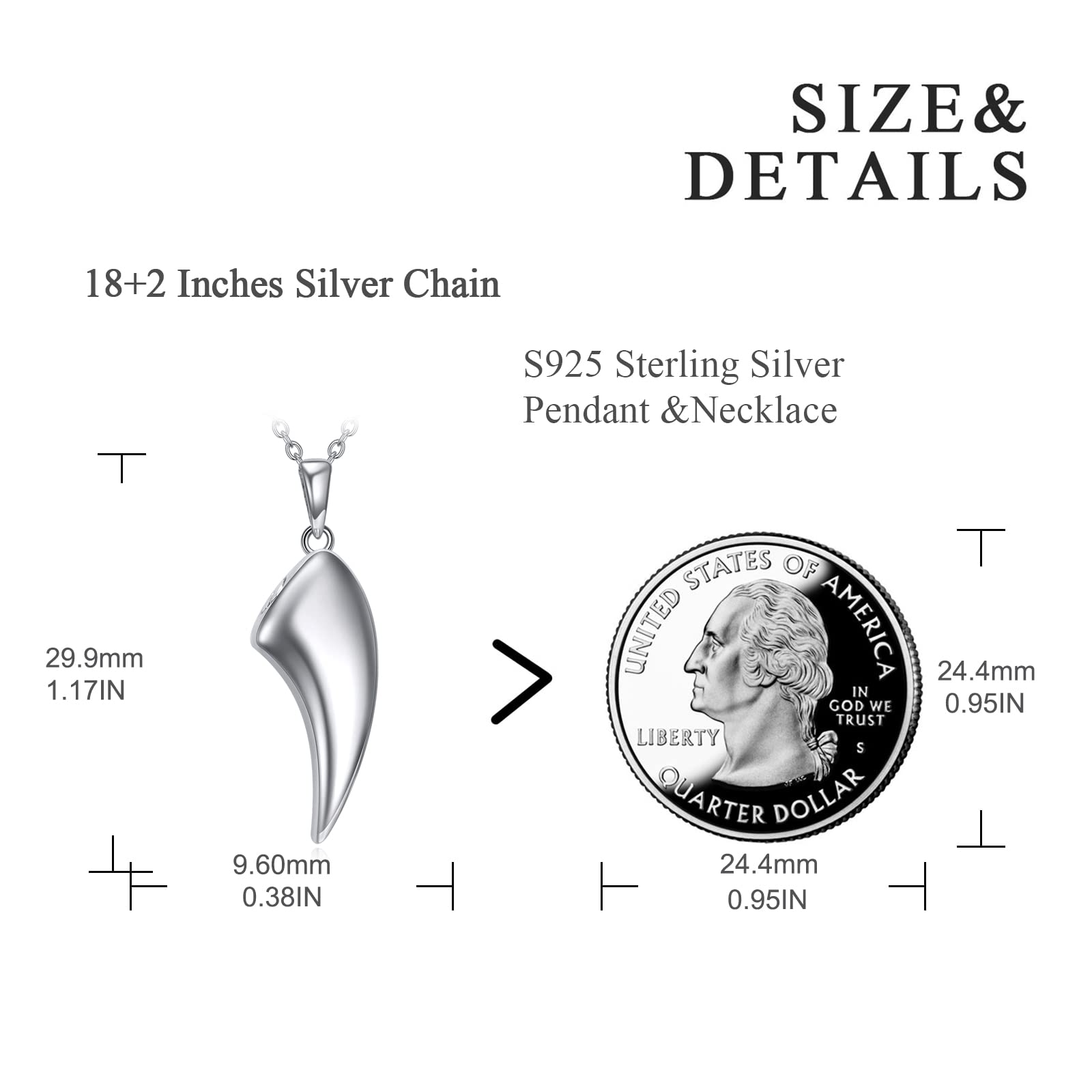 Wolf Tooth Pendant Urn Necklace - Sterling Silver Memorial Jewelry for Ashes Keepsake - Perfect for Honoring Loved Ones & Pet Memorial Gifts