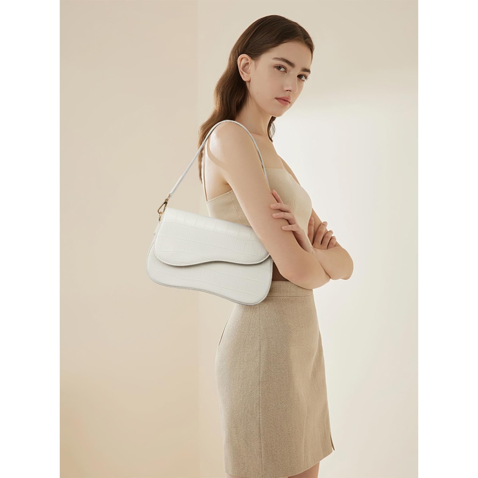 Telena Vegan Leather Shoulder Bag for Women - Crossbody Purse with 2 Removable Straps | Fashionable Handbag for Work, Travel & Everyday Use