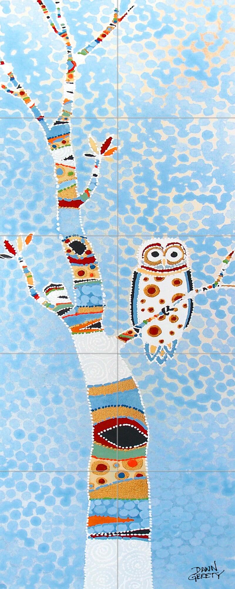 Ceramic Backsplash Tile Mural - Hand-Painted Owl Bird of Prey Design for Kitchen & Bathroom - Waterproof & Heat Resistant - Perfect for Backsplash, Accent Wall, or Shower Surround