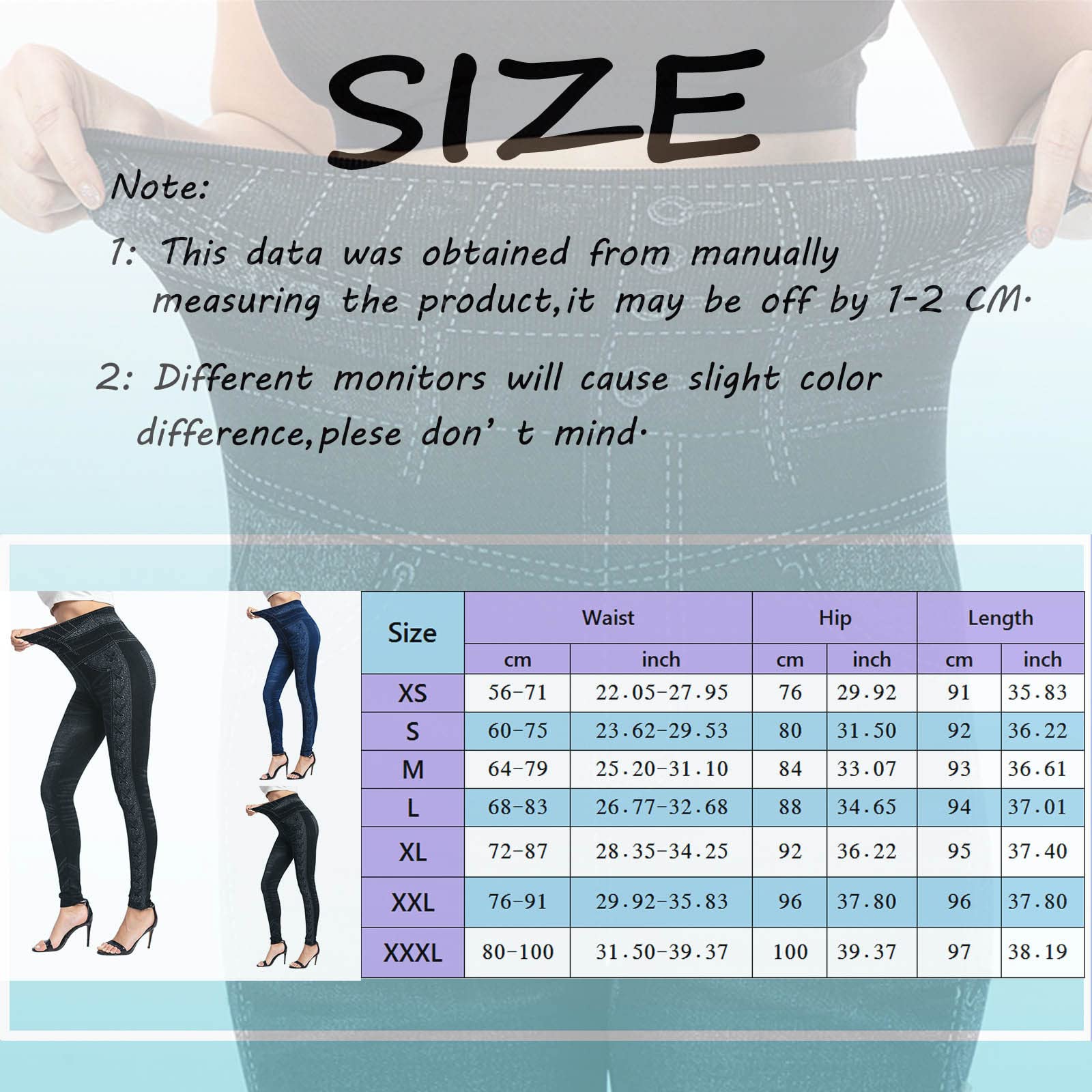 Women's High Waist Push Up Denim Leggings - Soft Slimming Sport Pants, Anti-Cellulite Workout Leggings for Fitness, Training & Pilates | Perfect for Gym, Yoga & Everyday Wear