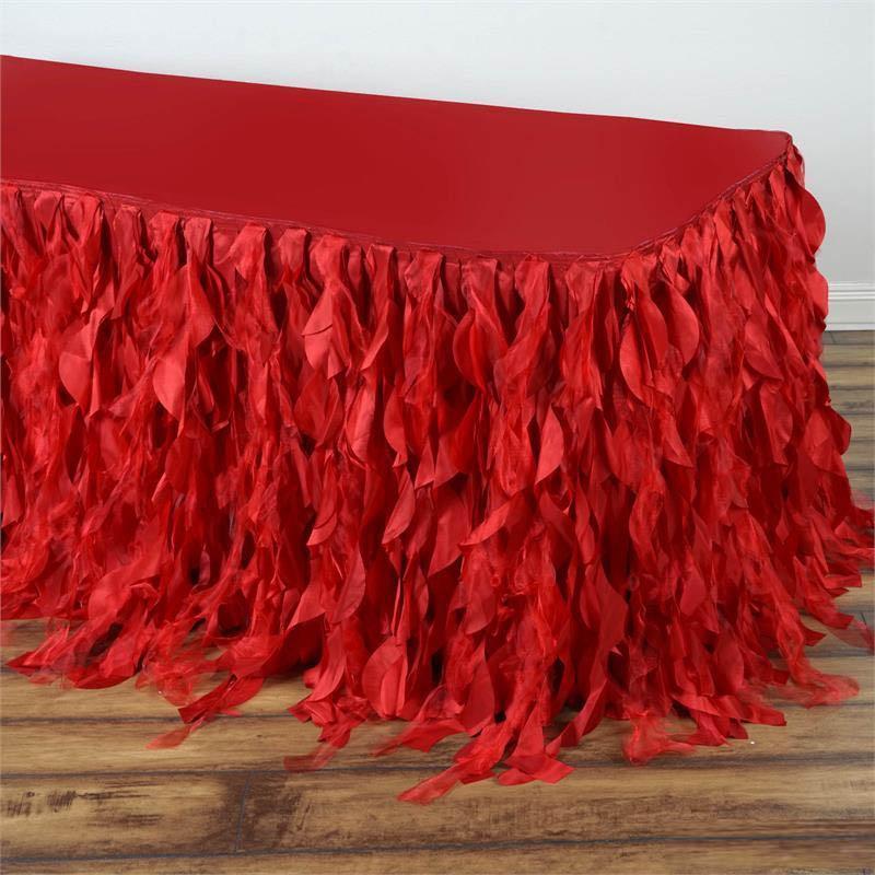 Elegant Taffeta Curly Table Skirt for Weddings, Parties & Events - Washable Polyester Table Cover with Ruffled Hem for Banquet Decorations