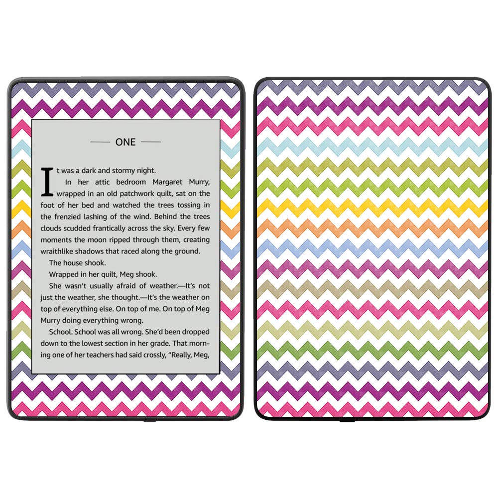 MightySkins Carbon Fiber Skin for Amazon Kindle Paperwhite 2018 (10th Gen) - Aqua Chevron Design | Waterproof Protective Cover | Durable Textured Finish | Easy to Apply & Remove | Made in USA | Perfect for Reading, Travel & Outdoor Use