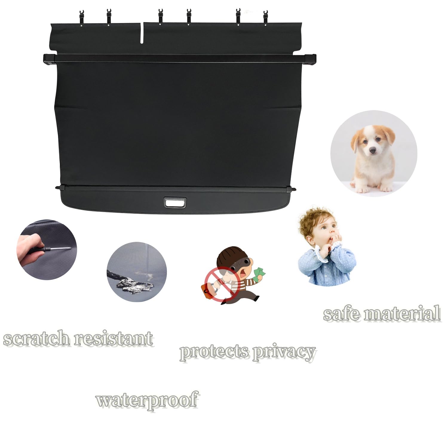 Vesul Retractable Rear Trunk Cargo Cover for VW Atlas 2018-2025 | Security Shade & Privacy Screen | Anti-Peeping Luggage Protector with Bonus Canvas Cover (Excludes Cross Sport Models) | Perfect for Road Trips, Grocery Hauling & Secure Storage