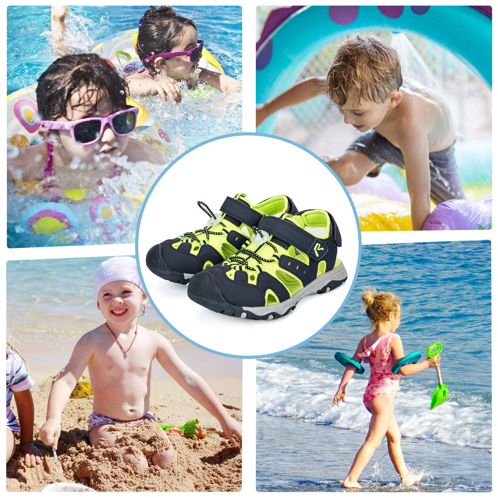 RUNSIDE Boys & Girls Closed-Toe Hiking Sandals - Breathable Water Shoes for Toddler, Little Kid & Big Kid - Outdoor Walking & Summer Beach Activities
