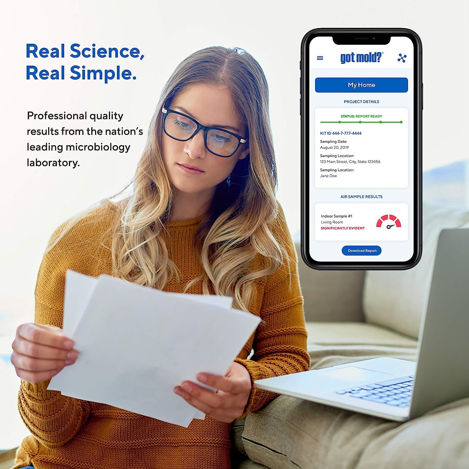 Professional Mold Test Kit for Home - 2 Room Air Quality Testing with Reusable BioVac™ Sampler | Accurate Mold Type & Quantity Analysis | Ideal for Basement, Bedroom & Office Air Safety