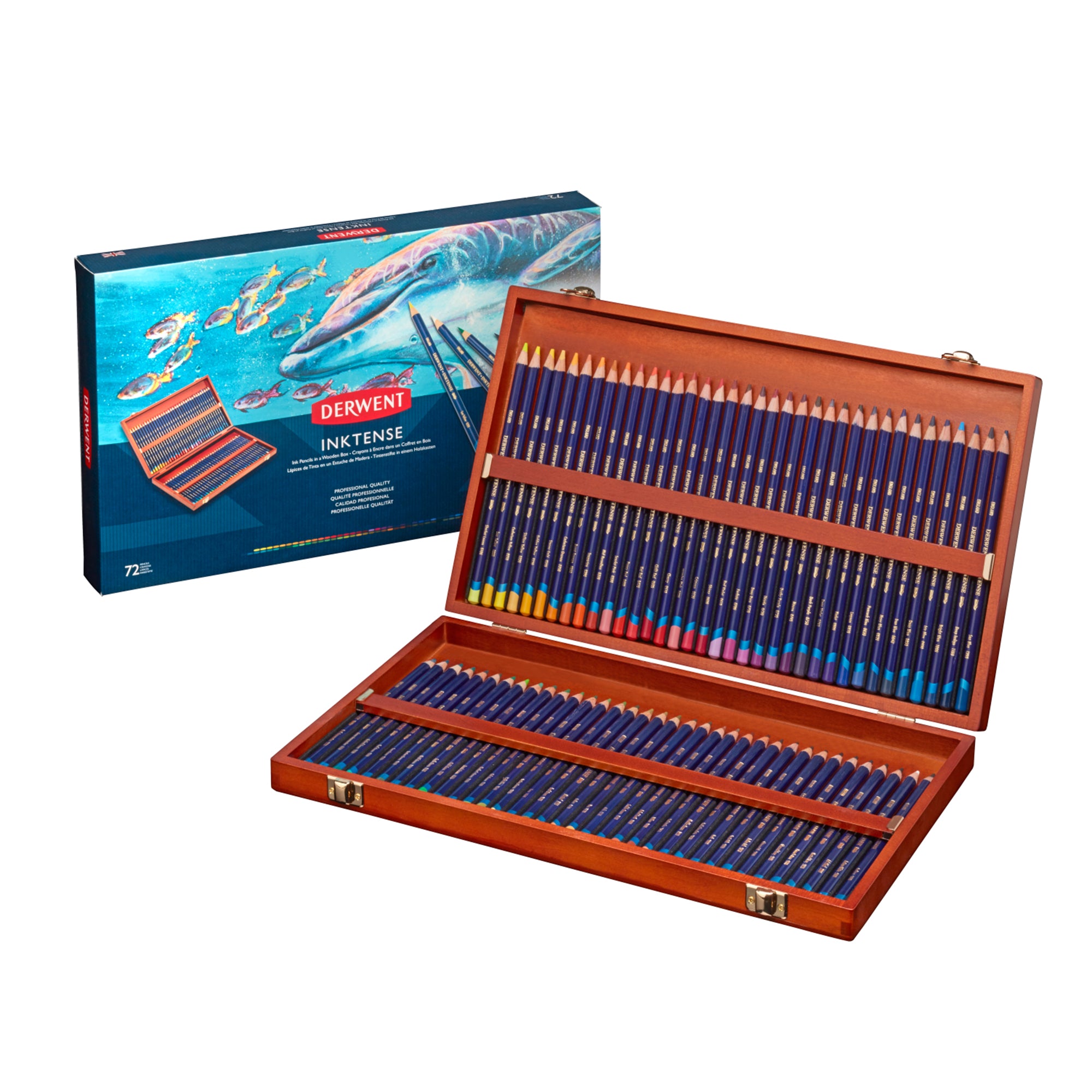 72-Piece Inktense Water-Soluble Colored Pencils Set - Vibrant Colors for Artists, Sketching, Watercolor Painting & Mixed Media Art Projects