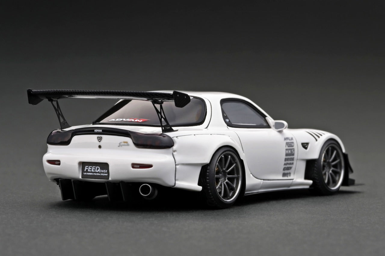 1:43 Scale Mazda RX-7 FD3S FEED Afflux GT3 Diecast Model Car - White Collectible Toy for Racing Fans & Car Enthusiasts - Perfect for Display, Gifts & Racing-Themed Decor