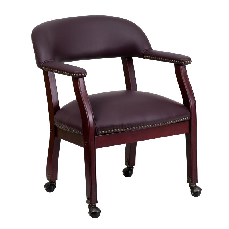 Premium FLASH Leather Office Conference Chair with Accent Nailhead Trim & Smooth-Rolling Casters - Ergonomic Executive Desk Chair for Home Office, Conference Rooms & Professional Workspaces