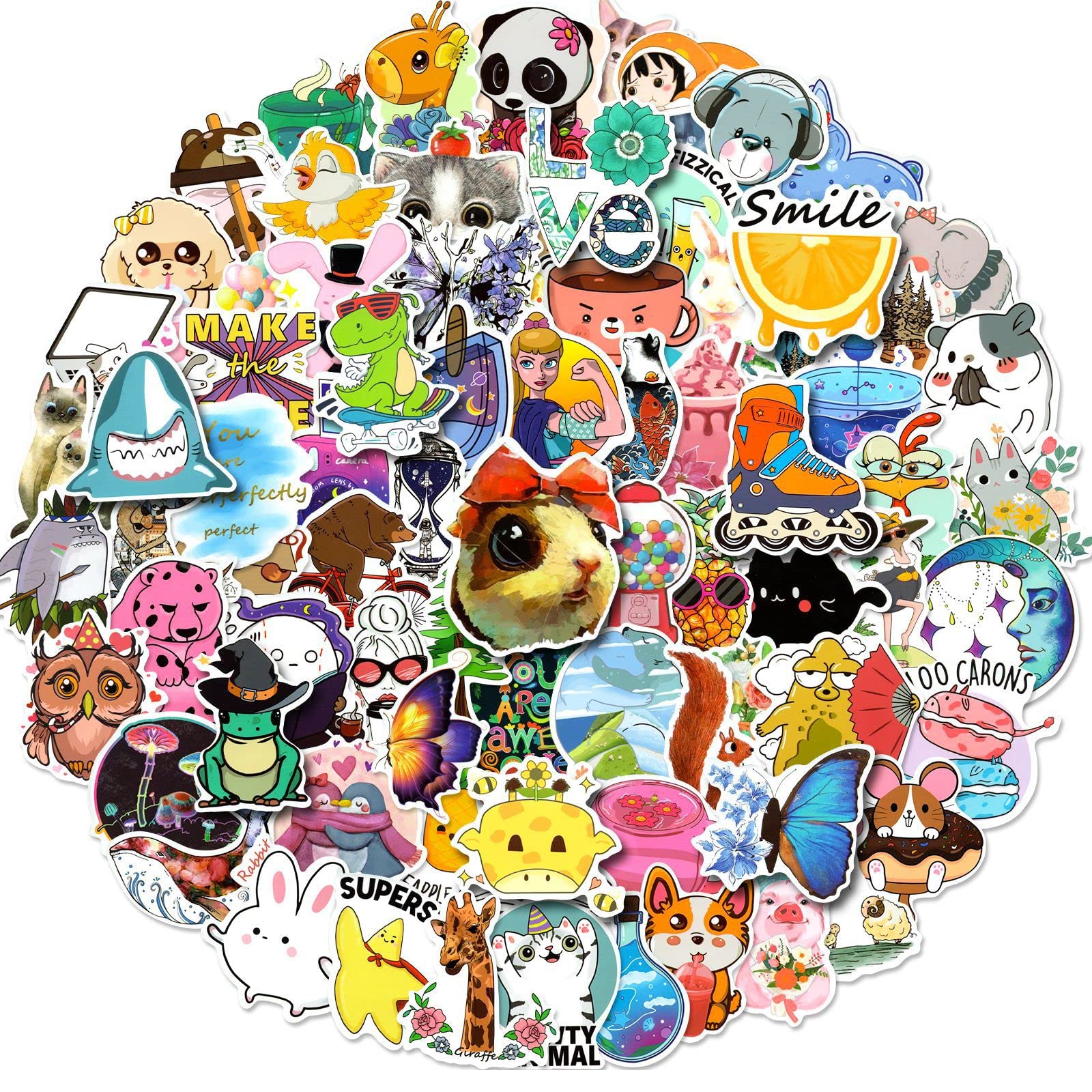 100 Pcs Colorful VSCO Waterproof Vinyl Stickers - Cute Aesthetic Decals for Laptop, Water Bottle, Phone, Skateboard - Perfect for Teens, Girls & Kids - DIY Crafts, Journaling, Scrapbooking & Room Decor