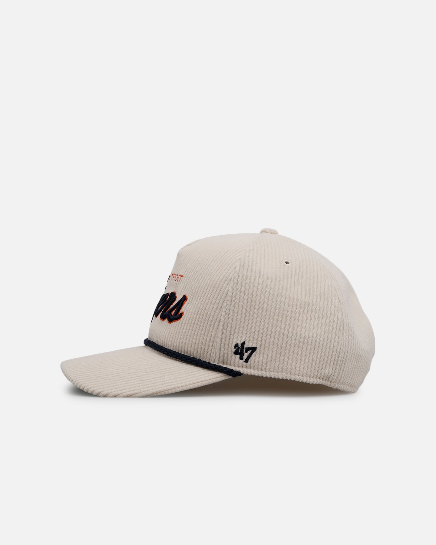 47 Brand Detroit Tigers 'Natural Script' Premium Hitch Corduroy Snapback Hat - Official MLB Licensed Baseball Cap for Men & Women - Perfect for Game Day, Streetwear & Casual Outfits