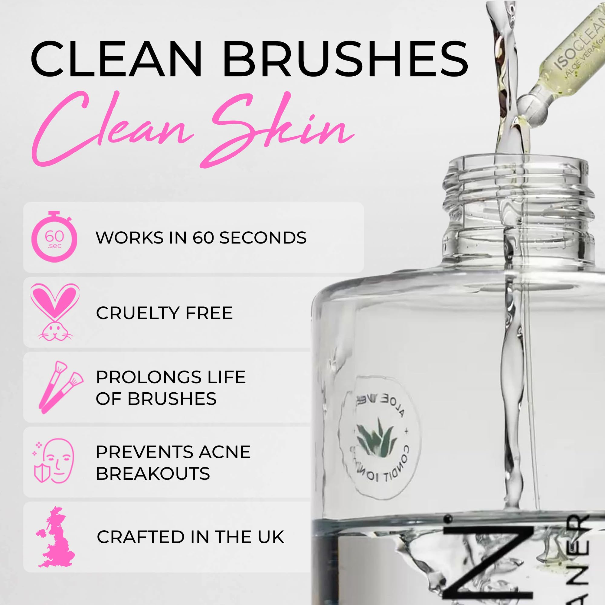 ISOCLEAN Makeup Brush Cleaner with Spray Top - Vegan & Cruelty-Free Liquid Brush Cleaner for Makeup Brushes, Sponges & Beauty Tools - No Rinse Formula, Dries in 60 Seconds - 275ml - Perfect for Quick Cleaning Between Makeup Applications & Professional Salon Use