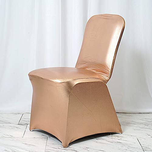 25-Piece Blush Metallic Banquet Chair Covers - Stretchable Lame Spandex Slipcovers for Weddings, Parties & Events - Elegant Reception Decor for Chairs, Tables & Venue Decorations