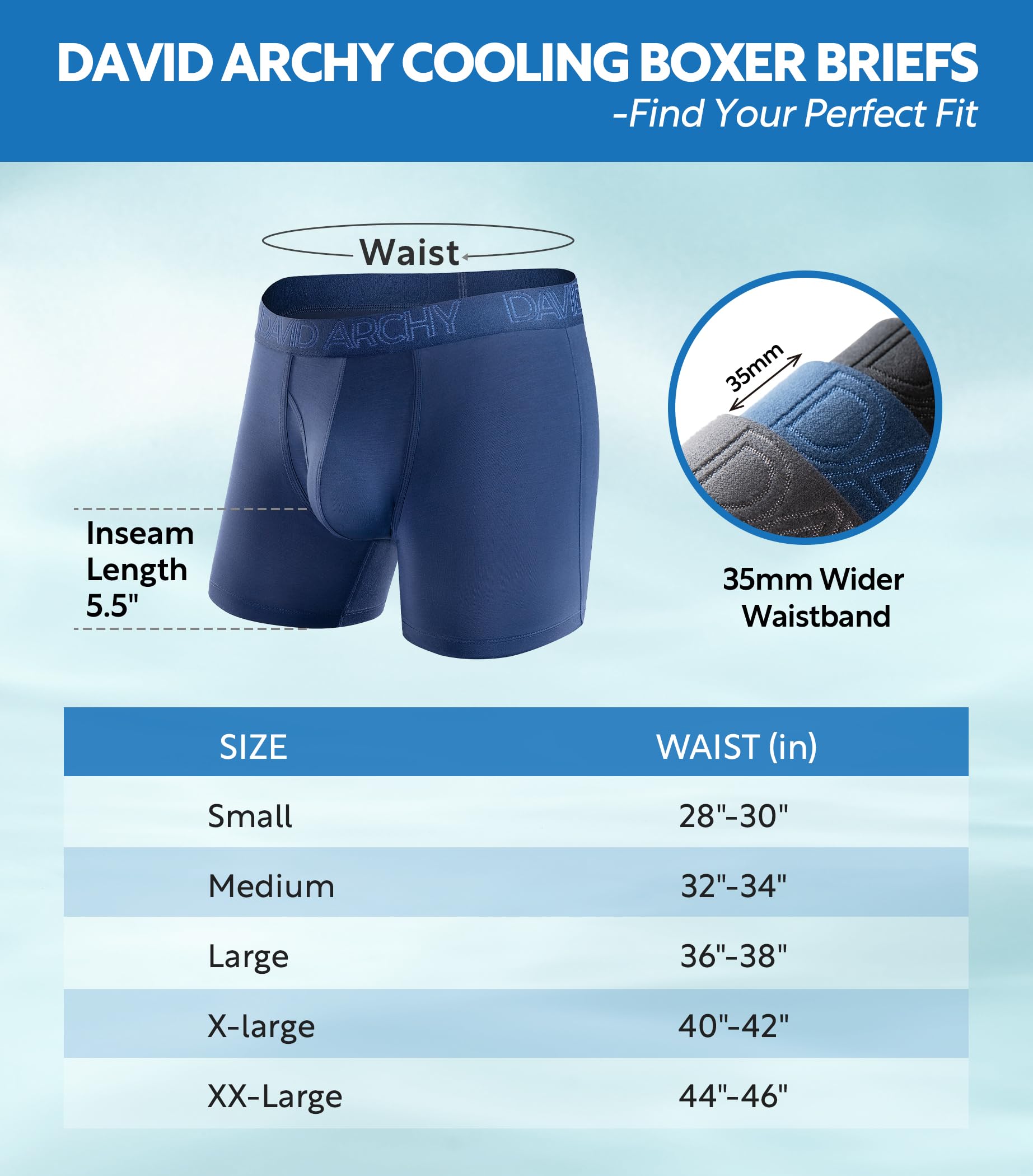 DAVID ARCHY Men's Boxer Briefs - 3 Pack Breathable Soft Moisture-Wicking Underwear with Fly Opening | Comfortable Daily Wear, Workout & Sleep Underwear for Men