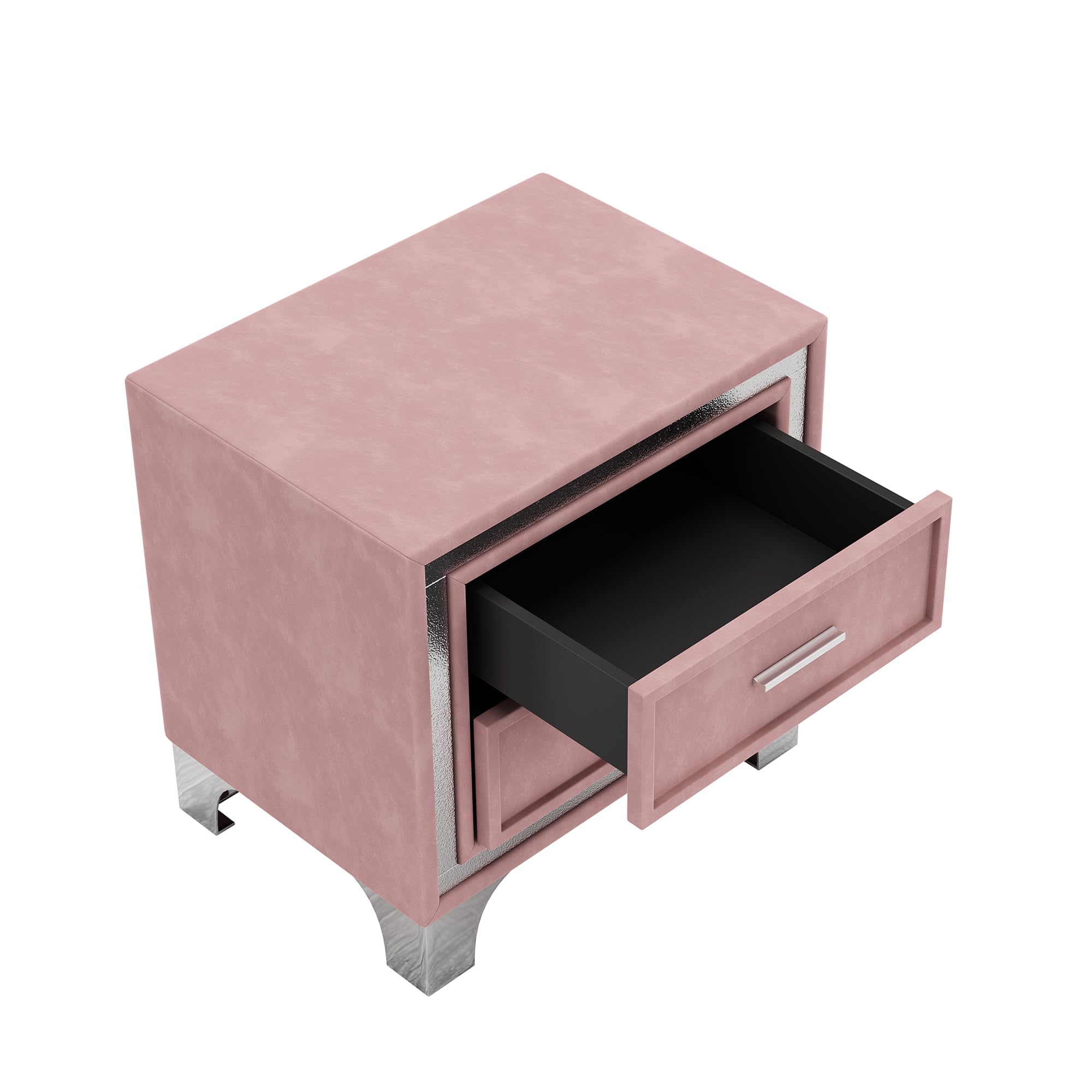 3-Piece Queen Size Upholstered Platform Bed Set with LED Lights & Nightstands - Pink Bedroom Furniture for Modern Master Suite & Guest Room Decor