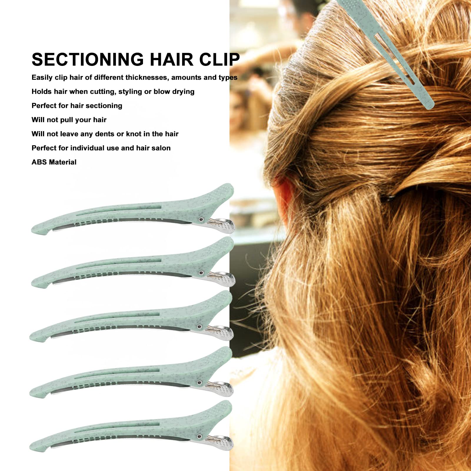 6pcs Professional Duckbill Hair Clips for Women & Girls - Salon Quality Styling & Sectioning Hair Clips (Green) - Perfect for Hairdressing, Salon Use & Home Styling