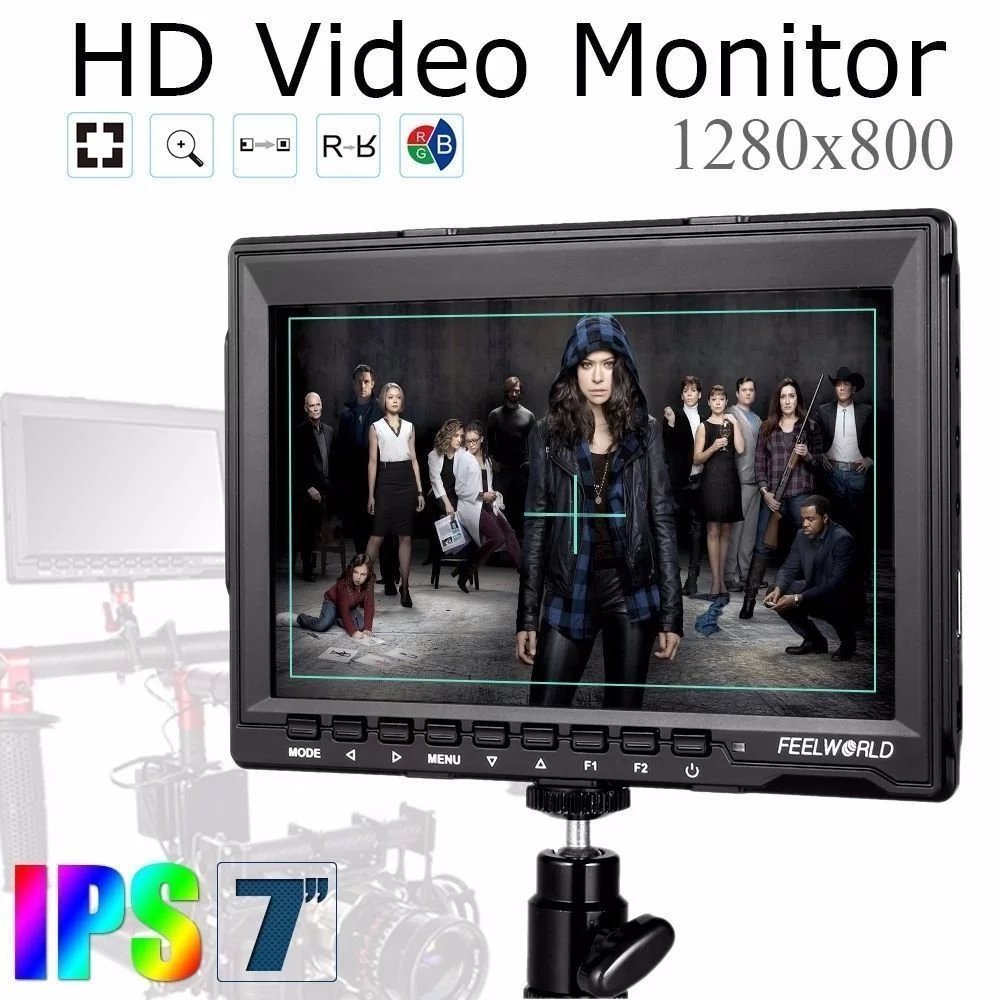 FEELWORLD FW-759 7 Inch Ultra Slim On-Camera Field Monitor with 1280x800 HD Resolution & HDMI Input - Perfect for DSLR, Mirrorless, and Video Camera Shooting