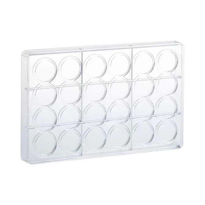 Premium Praline Circle 33 24-Cavity Polycarbonate Chocolate Mold for Professional Baking & Candy Making - Perfect for Valentine's Day, Christmas Gifts & Home Dessert Decorations