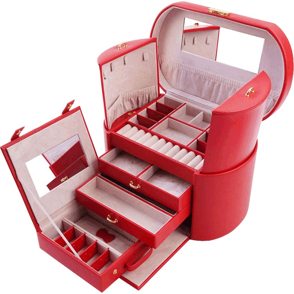EMERS Exquisite Faux Leather Jewelry Box Organizer - Vintage Jewelry Storage Case with Travel Bag for Necklaces & Rings - Perfect Birthday & Wedding Gift for Women - Jewelry Organizer for Home, Travel & Special Occasions