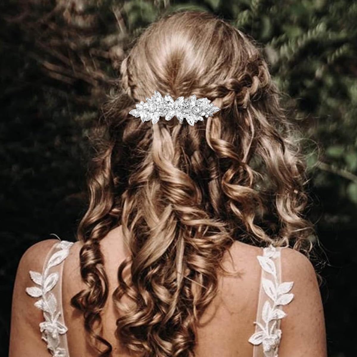 MAYCREATE® 2Pcs Rhinestone Hair Clips for Women - Elegant Crystal Pearl Barrettes, Silver French Hairpin Floral Hair Accessories for Bridal, Wedding, Party & Everyday Use | Perfect for Special Occasions, Date Nights and Formal Events