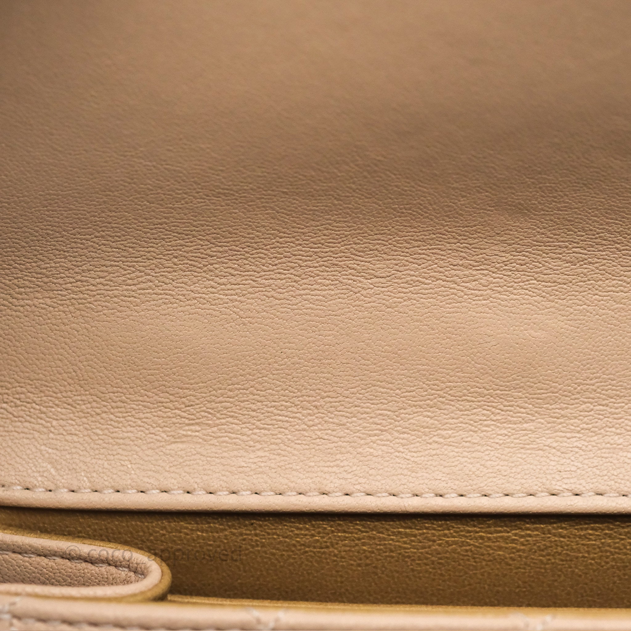 Chanel Classic Flap Bag Quilted Beige Pink Goatskin Leather with Pearl & Aged Gold Hardware - Luxury Crossbody Purse for Women, Perfect for Date Night & Special Occasions