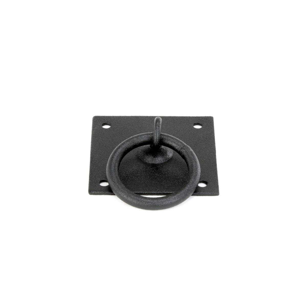 Black Wrought Iron Ring Cabinet Pulls 2.26 Inch - Vintage Drawer Handles with Mounting Hardware - Perfect for Kitchen Cabinets, Bathroom Vanities & Furniture Restoration