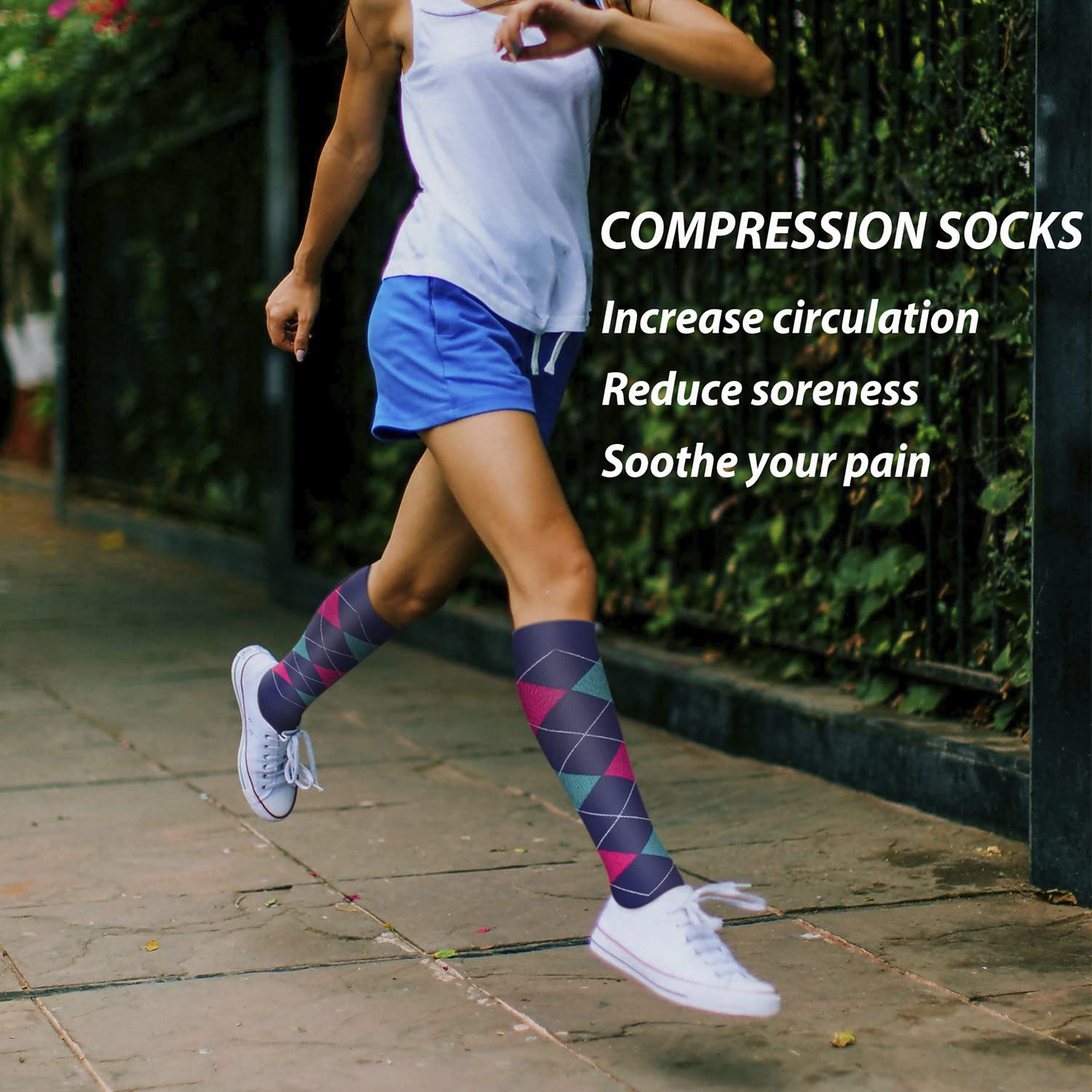5/7 Pairs Compression Socks for Women & Men - Medical Grade Support Stockings for Running, Nursing, Travel & Circulation - Improve Blood Flow & Reduce Leg Fatigue (Ideal for Athletes, Nurses & Frequent Flyers)