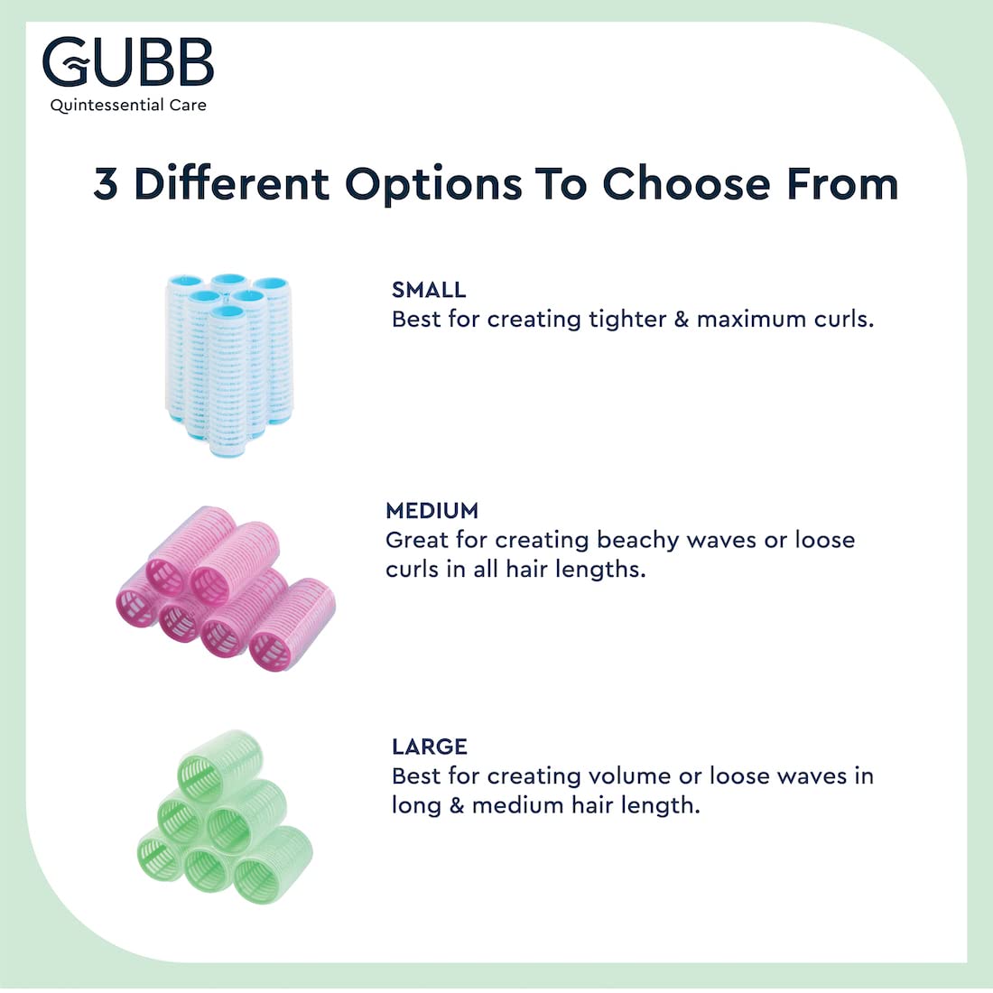 GUBB Hair Roller Set for Curly Hair - Green Spiral Rollers for Long & Short Hair - Perfect for Salon, Home Styling & DIY Hair Care
