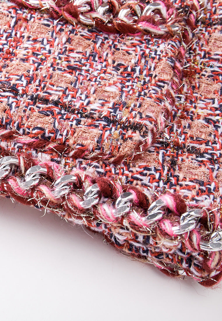 Stylish Checked Braid Trim Patch Pocket Tweed Jacket for Women - Perfect for Office Wear, Fall Outfits & Casual Chic Looks