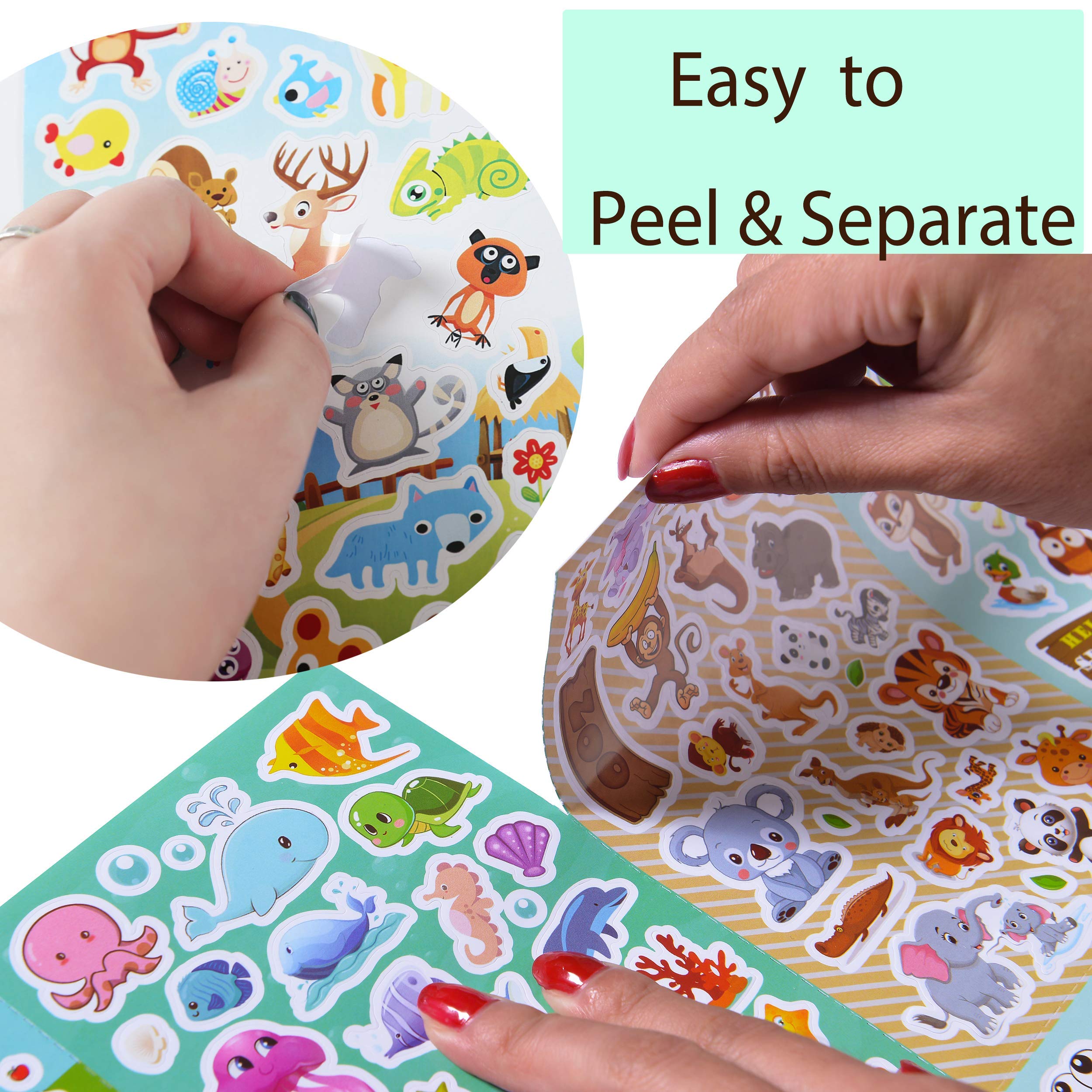 Kids Stickers - 3 Packs of 6300+ Cute Animal & Puffy Stickers with Various Designs | Perfect for Scrapbooking, School Projects & DIY Crafts