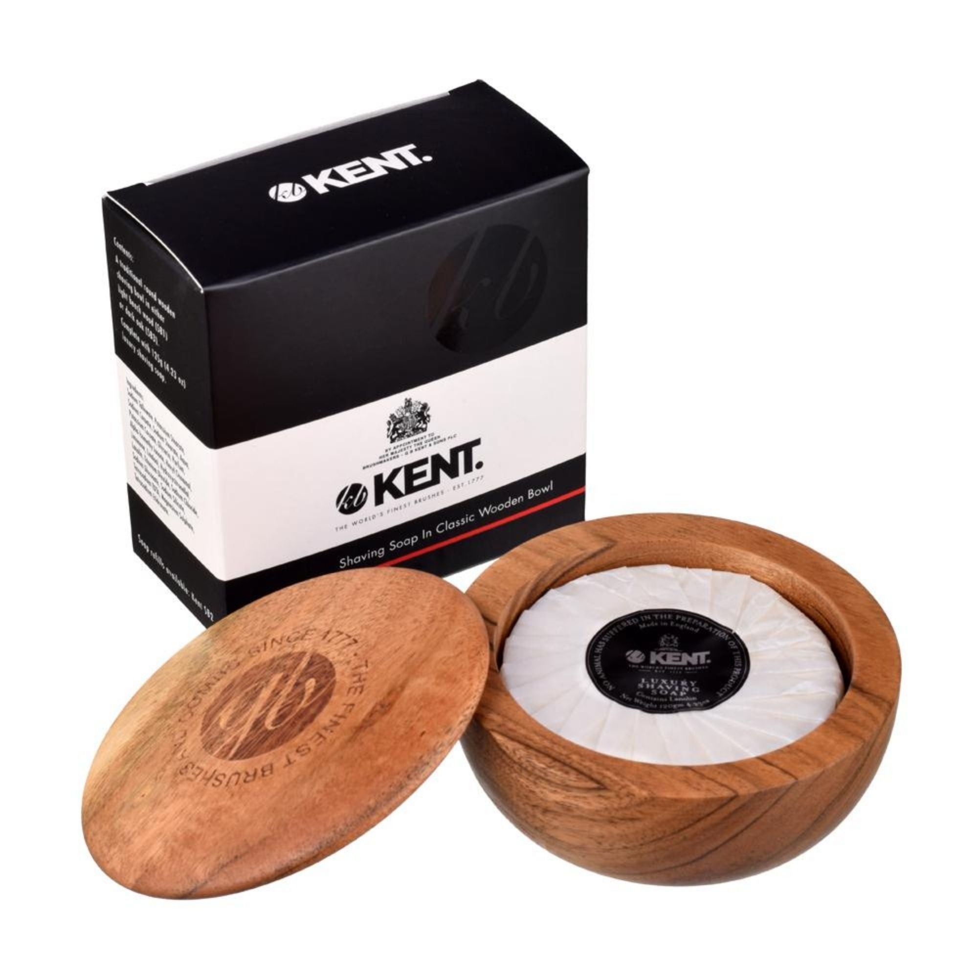 Kent Shaving Soap in Dark Beechwood Bowl - Premium Men's Grooming Soap for Wet Shaving - Perfect for Traditional Barber Shave & Home Grooming Routine