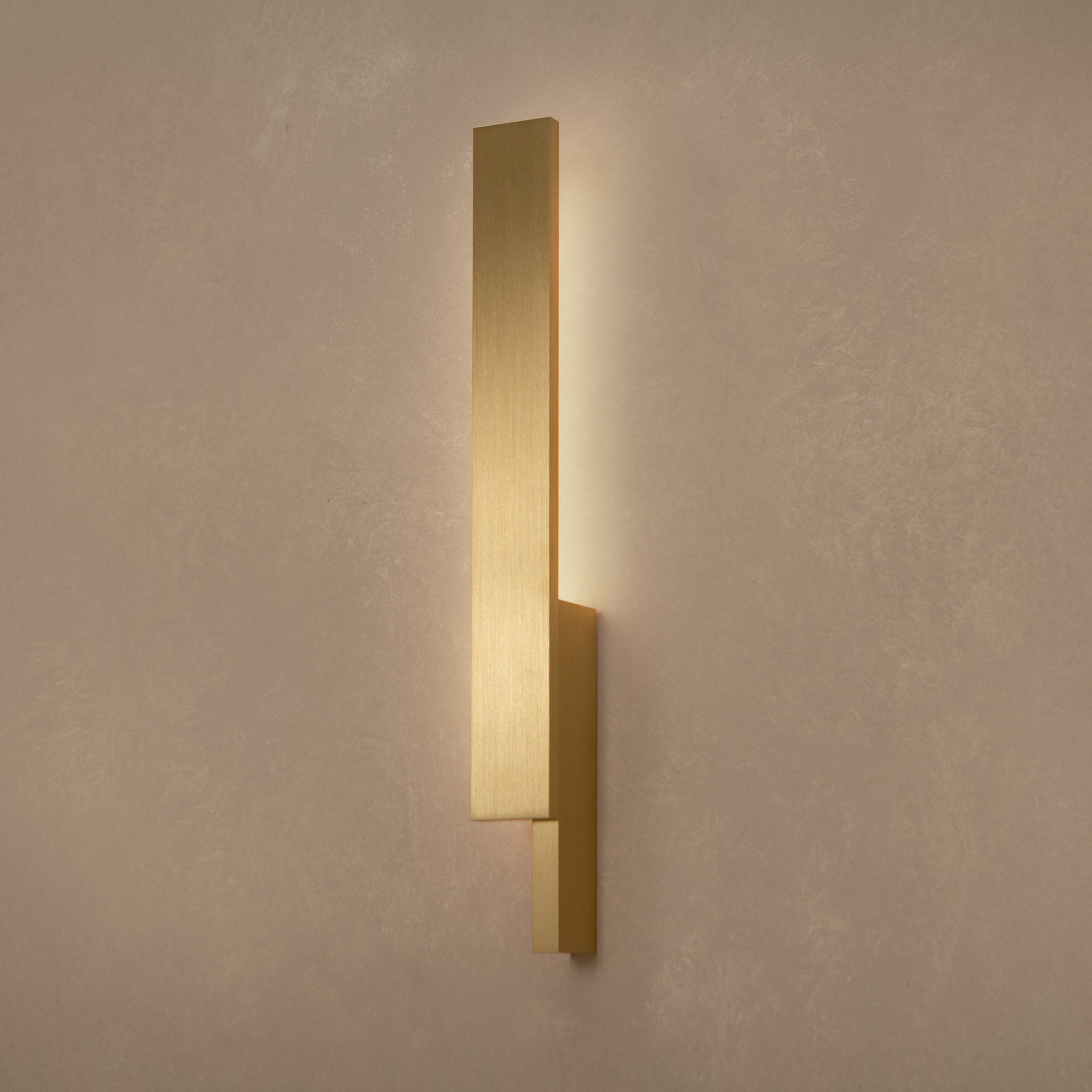 PRE ORDER BEN TOVIM DESIGN Bloc Wall Sconce - Left Side Brushed Brass Finish | Modern Wall Lighting for Living Room, Bedroom & Hallway Decor