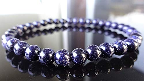 AAA Quality 6mm Galaxy Blue Sun Sitara Stone Bead Stretch Bracelet for Men - Precious-GEMS Jewelry - Perfect for Yoga, Meditation & Spiritual Healing