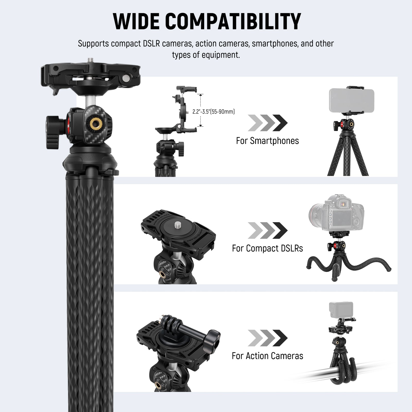 NEEWER TP34 Flexible Tripod Stand with Wireless Remote - Perfect for Smartphone Photography, Vlogging, YouTube Videos & Travel Shots