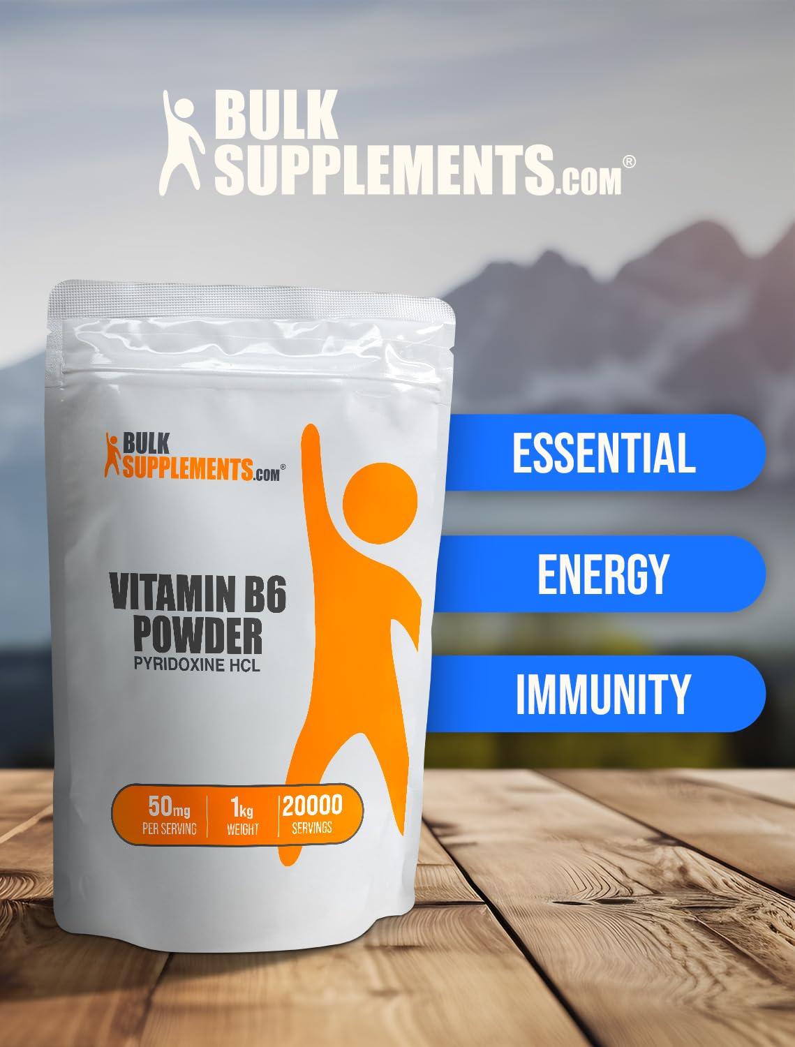 BulkSupplements.com Pure Vitamin B6 (Pyridoxine HCl) Powder 5kg (11 lbs) - 50mg per Serving for Immune Support & Nervous System Health - Gluten Free, Non-GMO - Perfect for Smoothies, Protein Shakes & Baking Recipes