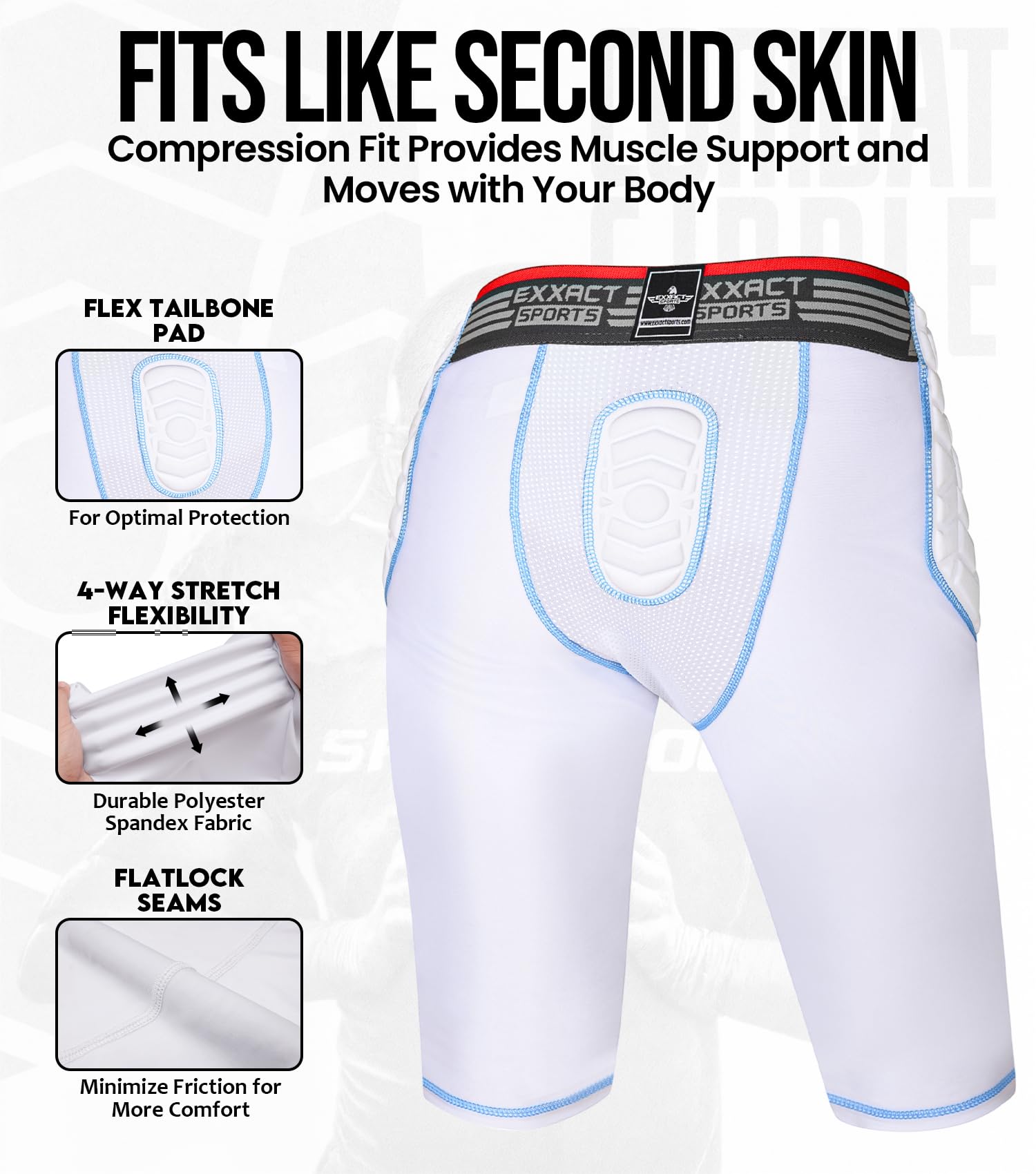 Exxact Sports Combat 7-Pad Adult Football Girdle for Men - Padded Compression Shorts with Cup Pocket | Protective Football Undergarment for Training & Games | High-Performance Football Gear for Athletes
