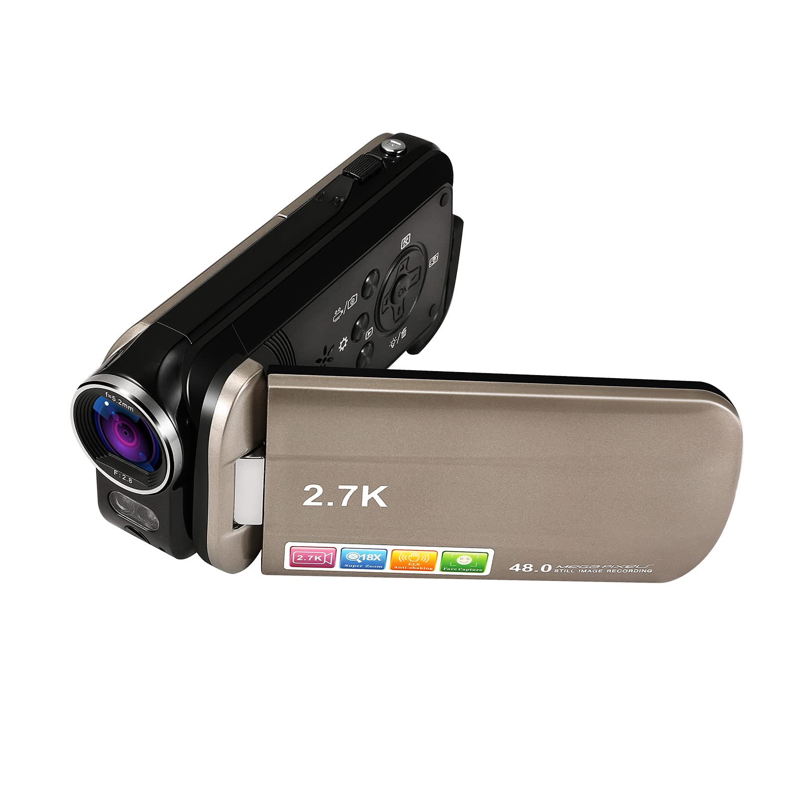 Possrab 2.7K Full HD 48MP Digital Video Camera with 3