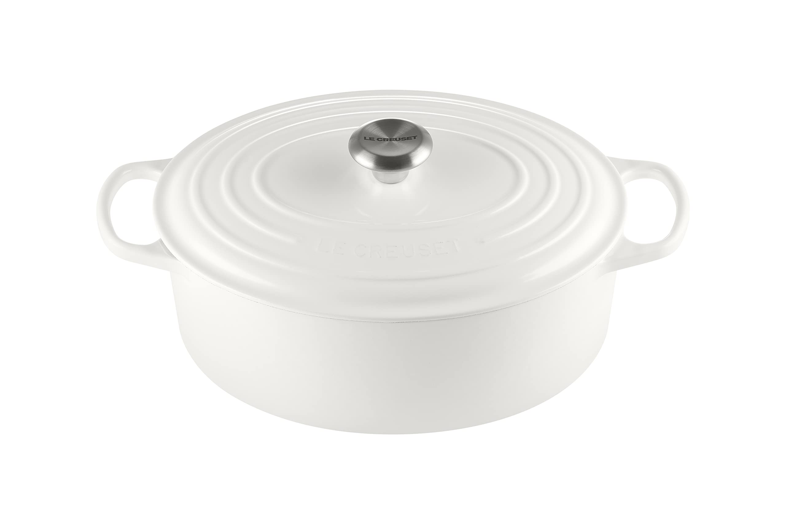 Le Creuset Signature Enameled Cast Iron Oval Dutch Oven 6.75 Quart - Premium White Cookware for Braising, Roasting & Baking - Perfect for Family Dinners & Entertaining
